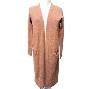 Halogen Rust Sequoia Open Duster Cardigan Wool & Cashmere Sweater